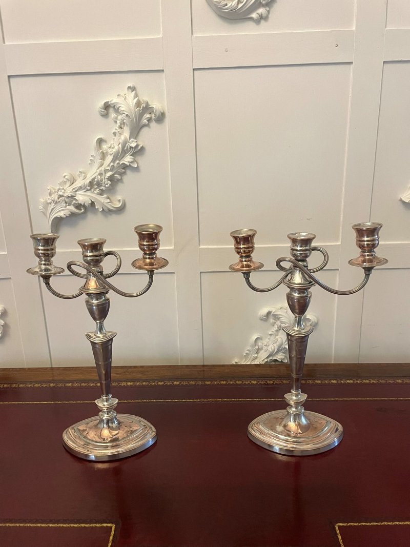 Pair of Antique Victorian Quality Sheffield Plated Candelabras